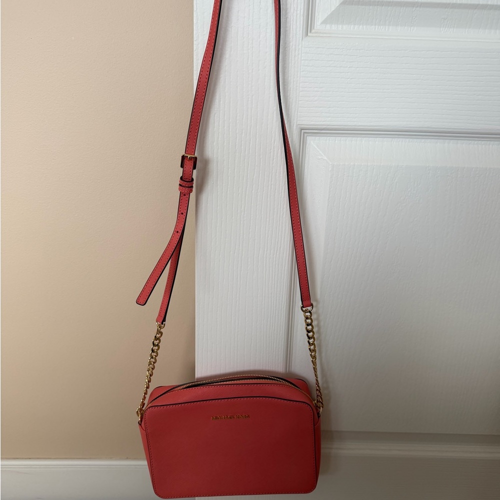 Michael Kors Red Crossbody Bag with Gold Chain